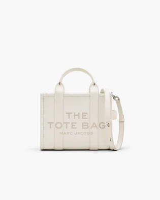 Сумка жіноча Marc Jacobs The Leather Small Tote Bag Beige H009L01SP21-COTTON-SILVER-64209