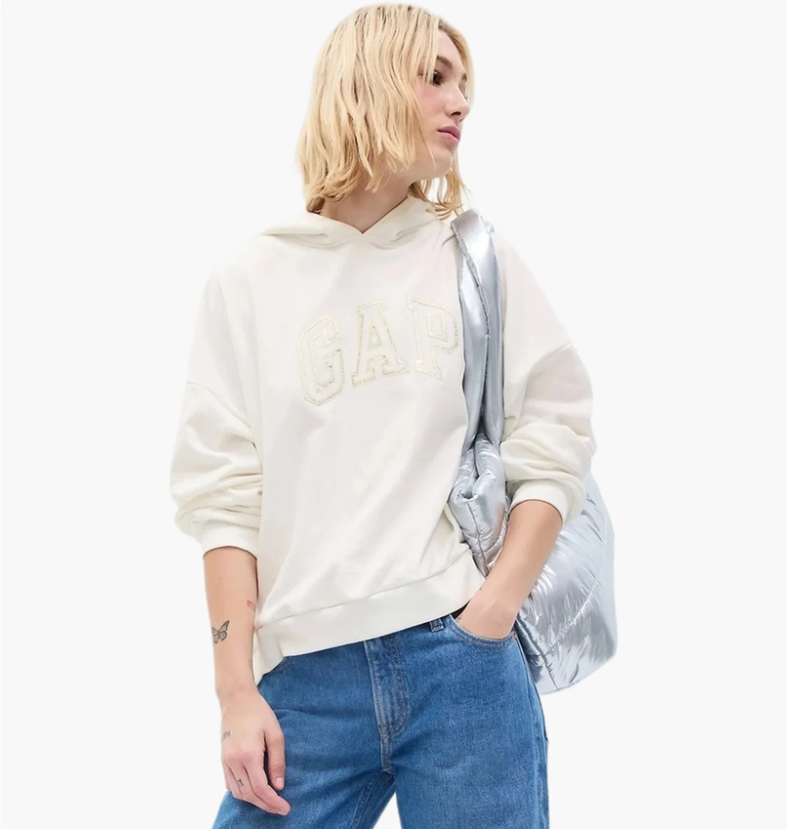 ᐉ Худи женское Gap High Front/Low Back Pullover Logo White 729733