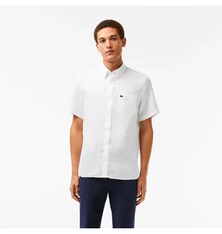Рубашка мужская Lacoste Short Sleeve Linen Shirt White CH5699T001