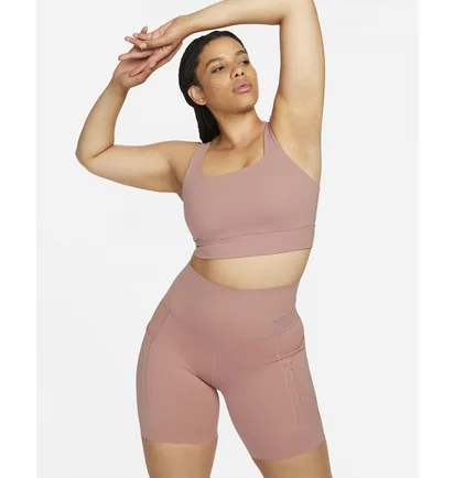 Топ женский Nike Go WomenS Firm-Support High-Waisted 8 Biker Shorts With Pockets Peach DQ5923-618