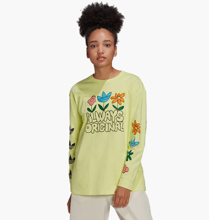 Футболка женская Adidas T-Shirt Graphic Ls Yellow HC5428