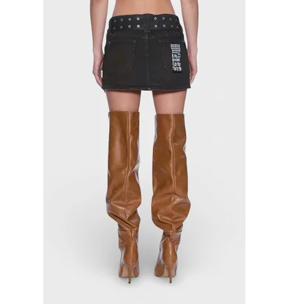 Спідниця жіноча Ksubi Micro Mini Belted Greased Brown WPS26SK007