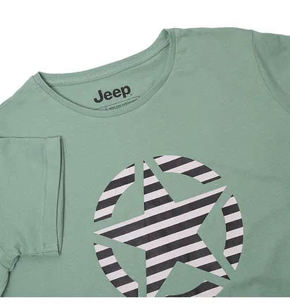 Футболка жіноча Jeep T-Shirt Oversize Star Striped Print Turn Turquoise O102613-E854