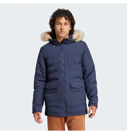 Парка мужская Adidas Hooded Fur Parka Blue IK0552