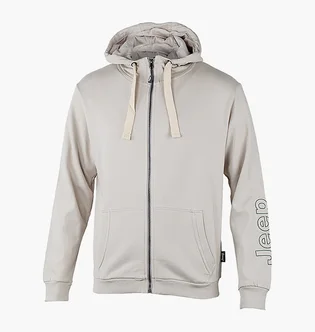 Толстовка мужская Jeep Hooded Sweatshirt Full Zip Sleeve Embroidery Beige O102571-J868