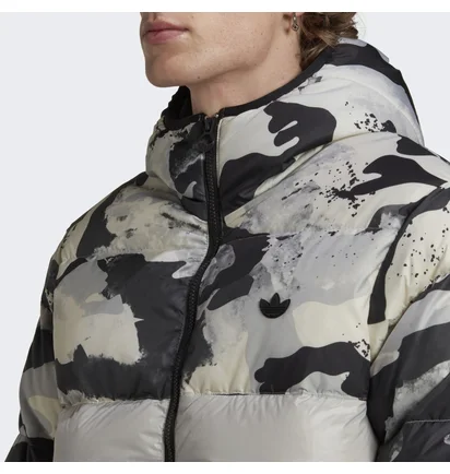Пуховик мужской Adidas Down Regen Camo Hooded Puffer Jacket Grey HK5030