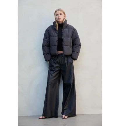 Пуховик женский H&M Short Puffer Jacket Grey 1228408007