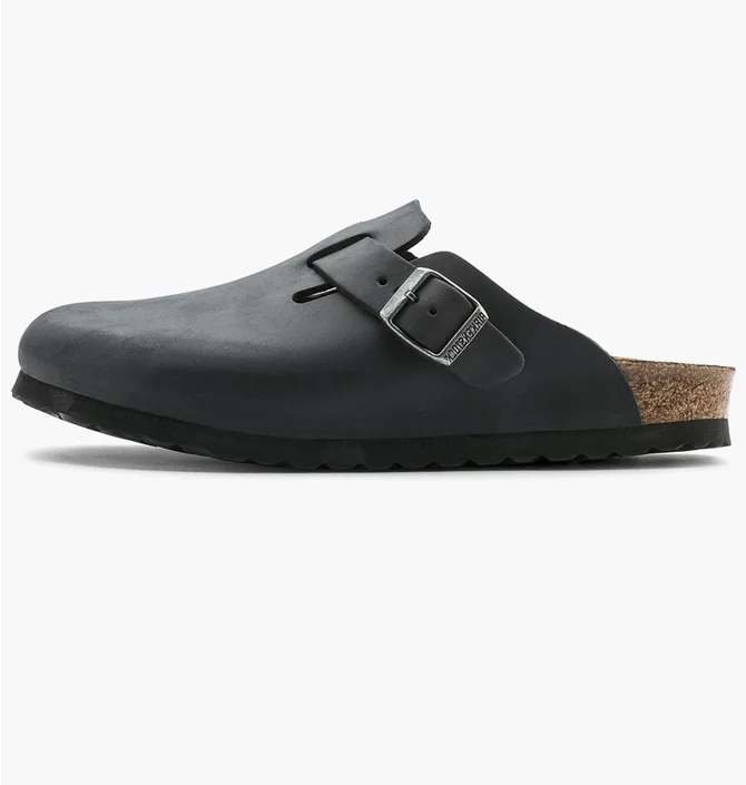 Тапочки унисекс BIRKENSTOCK Boston Black Oiled Leather Shoes Black 59461