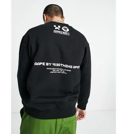 Свитшот мужской Bape X Minecraft Logo Sweatshirt Black AAP-SE-M9564XX