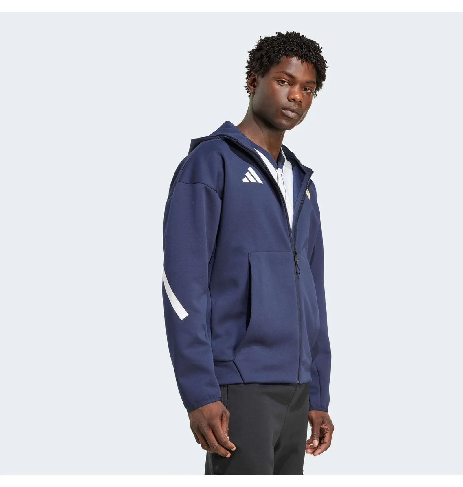 adidas Real Madrid ジャケット ネイビー ᐉ Толстовка мужская Adidas Real Madrid Z.N.E. Blue KC3739