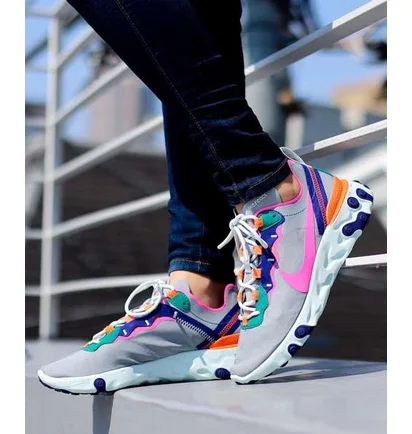 Кроссовки женские Nike React Element 55 Wolf Grey Fuchsia Bq2728-006