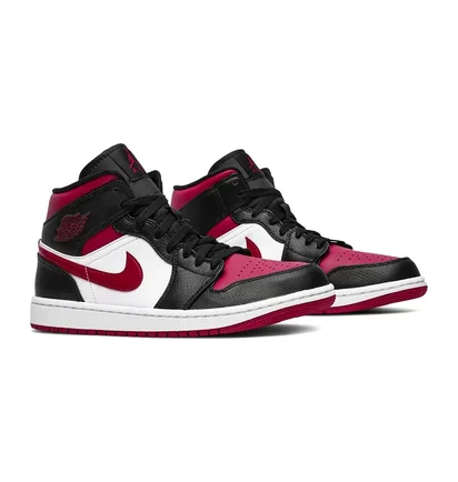 Кроссовки мужские Air Jordan 1 Mid Black/White/Noble Red 554724-066
