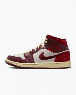 Кроссовки женские Air Jordan 1 Mid Se Tiki Leaf Bordo/White DZ2820-601
