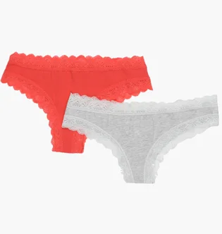 Трусики жіночі fashion lady Tan Tanga Grey/Red (2 шт) 13890384-4