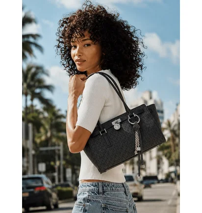 Сумка жіноча Michael Kors Hamilton Moderne Small Signature Logo Satchel Black 30F5SNXT0V-BLACK-148903