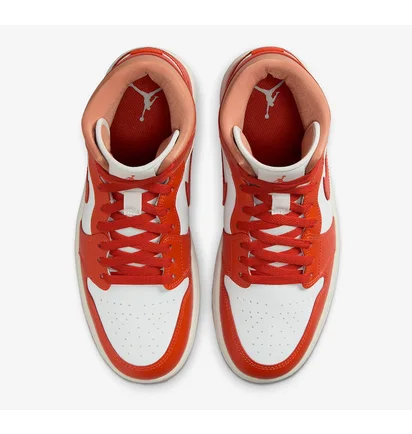 Кроссовки женские Air Jordan 1 Mid Orange/White BQ6472-108
