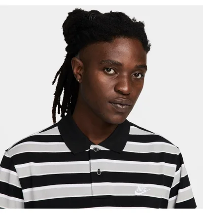 Поло чоловіче Nike Club Striped Polo Shirt Black/White FN3896-010