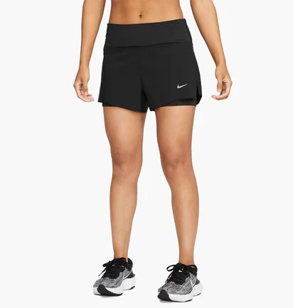 Шорты женские Nike Dri-Fit Swift WomenS Mid-Rise 3 2-In-1 Running Shorts With Pockets Black DX1029-010
