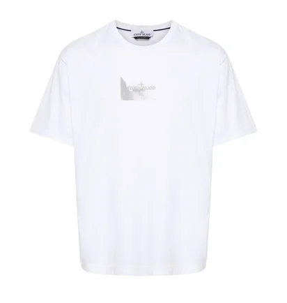Футболка мужская Stone Island Reflective Badge Print T-Shirt White 80152RC88-V0001