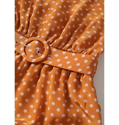 Комбинезон женский Mango Polka-Dot Long Jumpsuit Orange 37050423