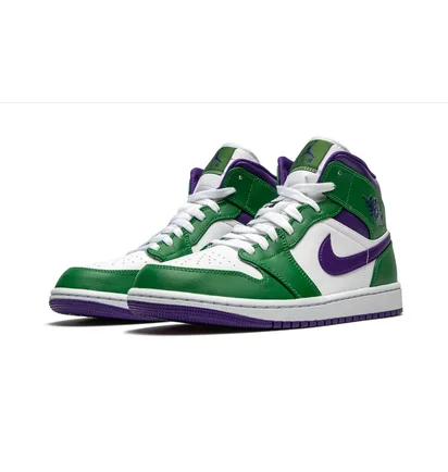 Кроссовки мужские Air Jordan 1 Mid White/Green 554724-300