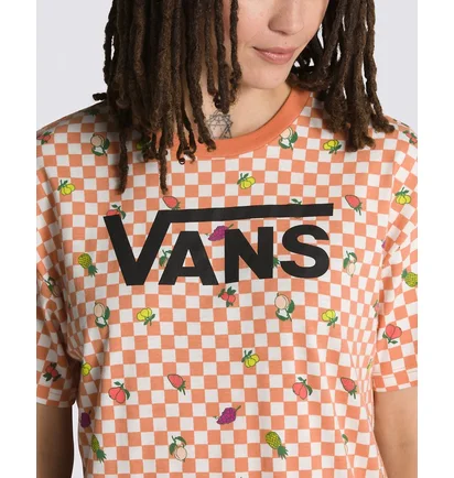 Футболка женская Vans Fruit Checkerboard Oversized Tee Beige/Peach VN0003V6BM5