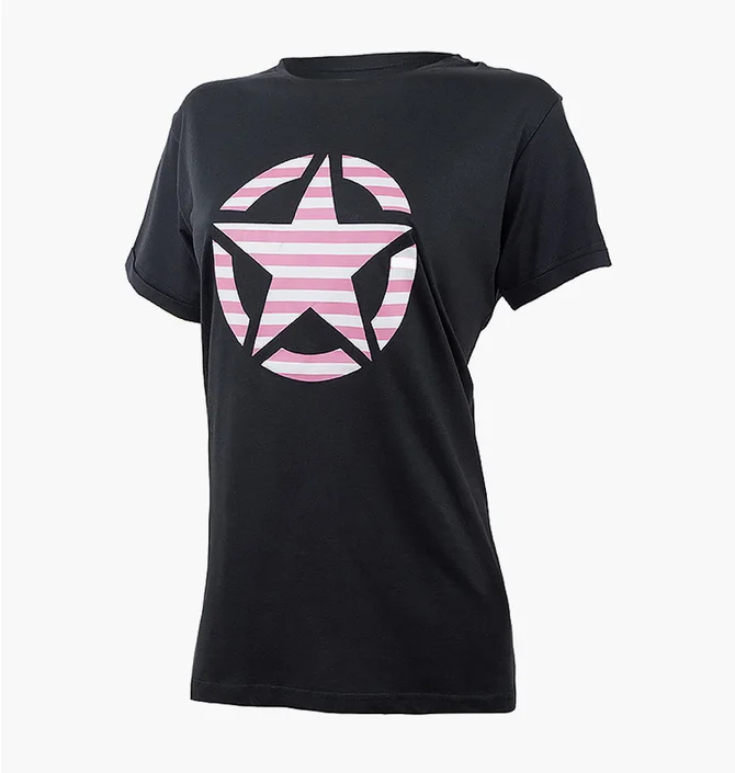 Футболка женская Jeep T-Shirt Oversize Star Striped Print Turn Black O102613-B000