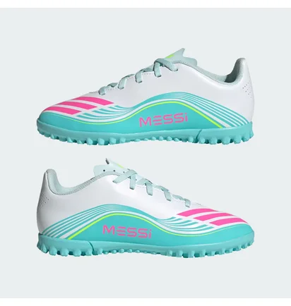 Сороконожки детские Adidas F50 Messi Club White/Turquoise JQ0949