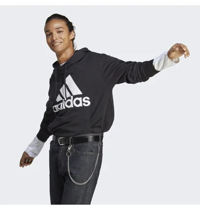 Худи мужское Adidas Essentials French Terry Big Logo Hoodie Black Ic9363