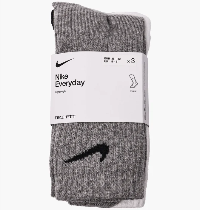 Шкарпетки унісекс Nike U Everyday Ltwt Crew (3 пари, неутеплені) Multi SX7676-964