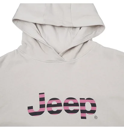 Худи мужское Jeep Hooded Cropped Sweatshirt Striped Print Beige O102609-J863