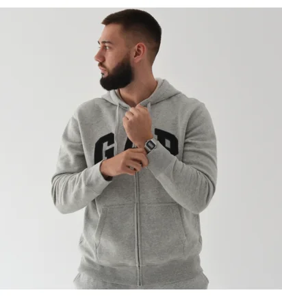 Толстовка чоловіча Gap Logo Zip Hoodie Grey 218871731