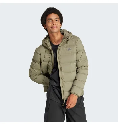 Пуховик чоловічий Adidas Helionic Stretch Hooded Down Jacket Olive IK3173