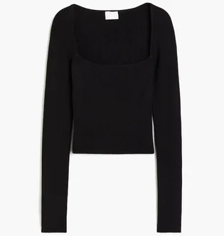 Топ женский H&M Square-Neck Crop Top Black 1189031002