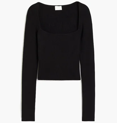 Топ женский H&M Square-Neck Crop Top Black 1189031002