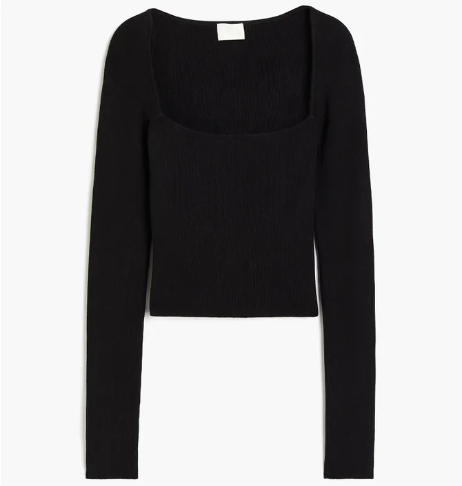 Топ женский H&M Square-Neck Crop Top Black 1189031002