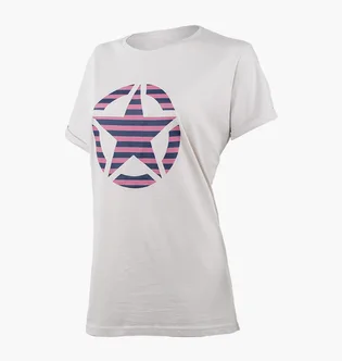 Футболка женская Jeep T-Shirt Oversize Star Striped Print Turn White O102613-J863