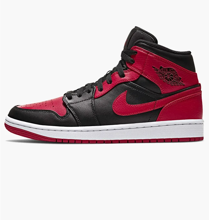 Кроссовки мужские Air Jordan 1 Mid Banned Black/Red 554724-074