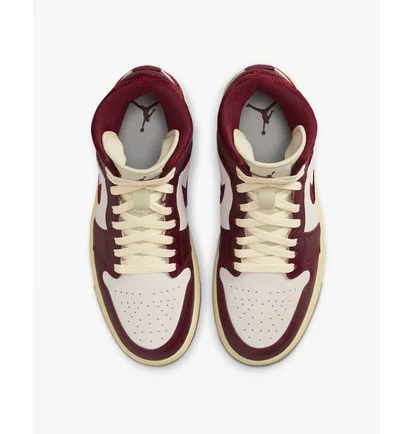 Кроссовки женские Air Jordan 1 Mid Se Tiki Leaf Bordo/White DZ2820-601