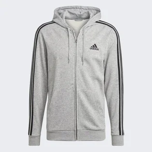 Толстовка мужская Adidas Essentials French Terry 3-Stripes Full-Zip Hoodie Grey GK9034