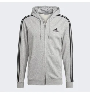 Толстовка мужская Adidas Essentials French Terry 3-Stripes Full-Zip Hoodie Grey GK9034