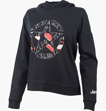 Худи мужское Jeep Hooded Cropped Sweatshirt Star Botanical Print Black O102607-B000