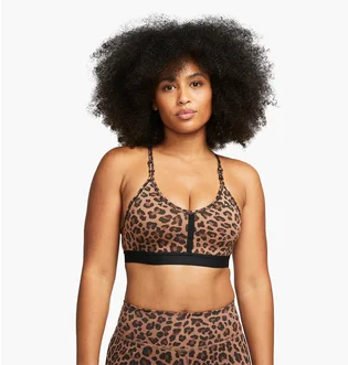 Топ женский Nike Indy WomenS Light-Support 1-Piece Pad V-Neck Leopard Print Sports Bra Brown DV9963-256