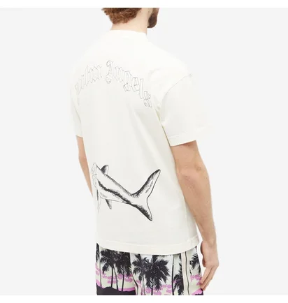 Футболка чоловіча Palm Angels Broken Shark Tee Beige PMAA001S23JER0010410