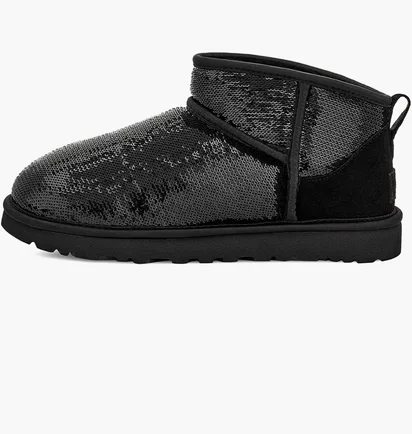 Угги женские UGG Classic Ultra Mini Mirror Ball Boots Black 1151616-BLK