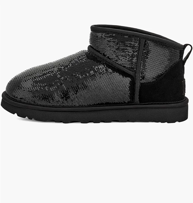 Угги женские UGG Classic Ultra Mini Mirror Ball Boots Black 1151616-BLK