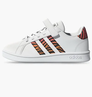 Кроссовки детские Adidas Grand Court Tiger-Print Shoes White Gz1075