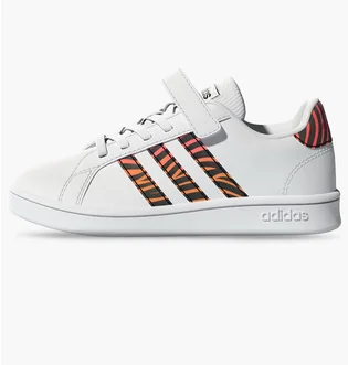 Кроссовки детские Adidas Grand Court Tiger-Print Shoes White Gz1075