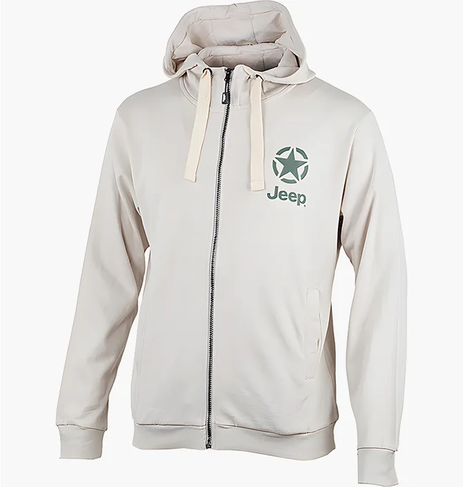 Толстовка мужская Jeep Hooded Sweatshirt Full Zip Star&Jeep Beige O102572-J868