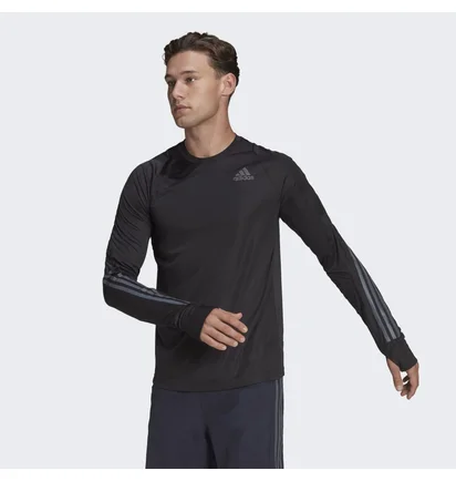 Лонгслив мужской Adidas Run Icon Full Reflective 3-Stripes Long Sleeve Tee Black HB7434